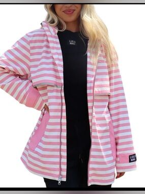 LULU MAC Pink & White Striped Hooded Jacket